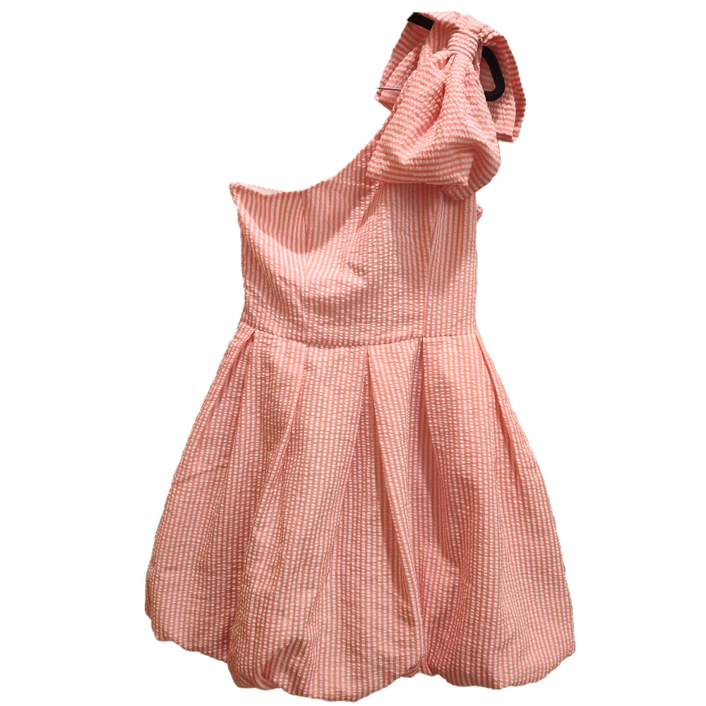 HUTCH Polyester Pink/White Magnolia Bow Dress Coral Stripe‎ Seersucker Size 2